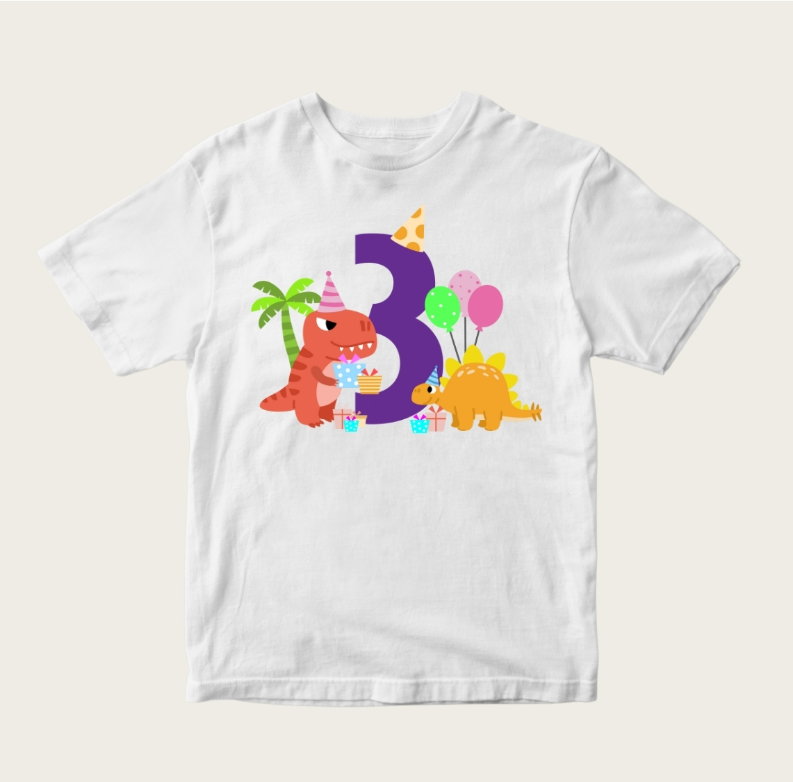 Dinosaur Birthday T-Shirt 1 - Image 3