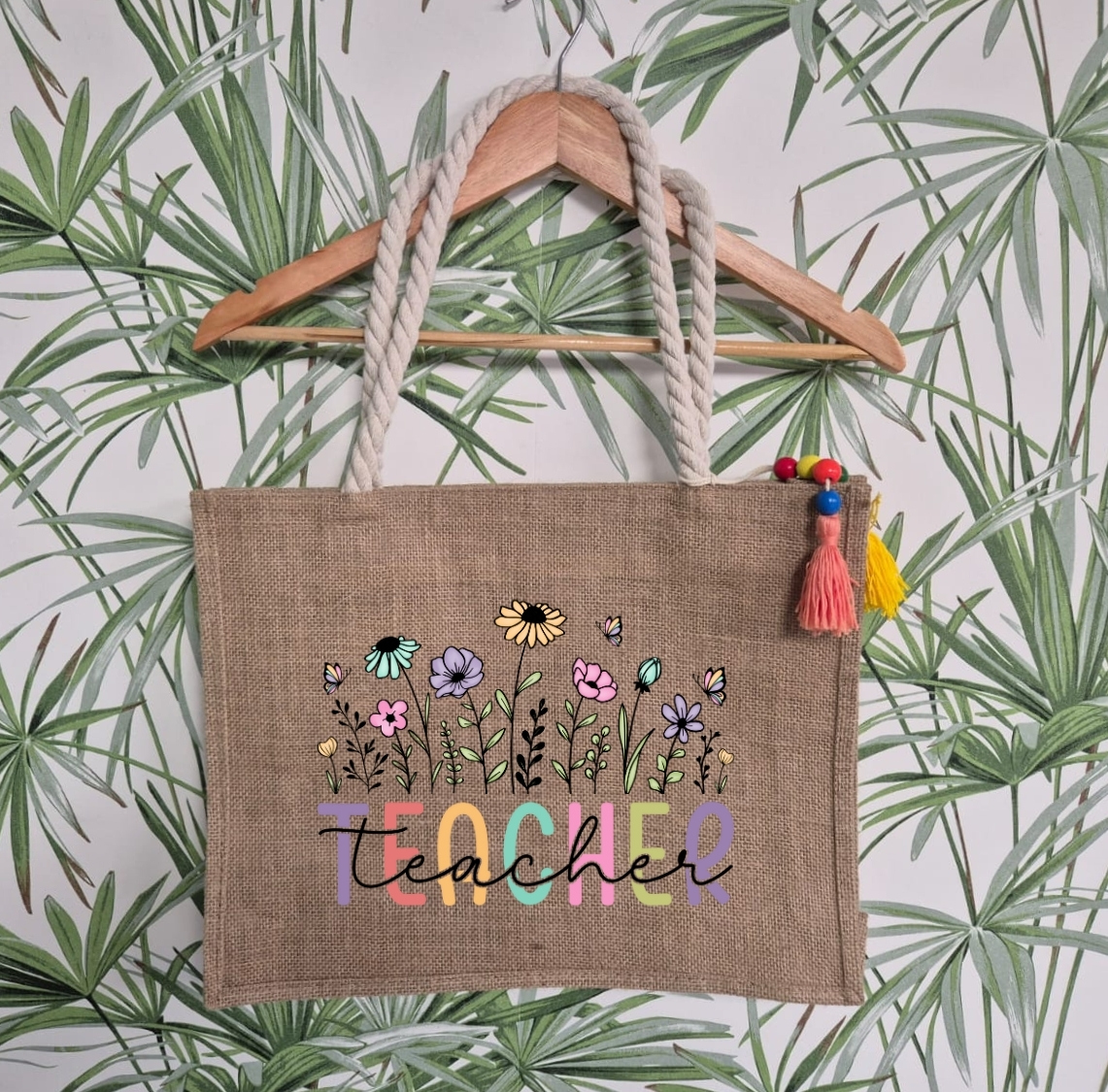 Personalised Floral Teacher Tote Bag - Image 2